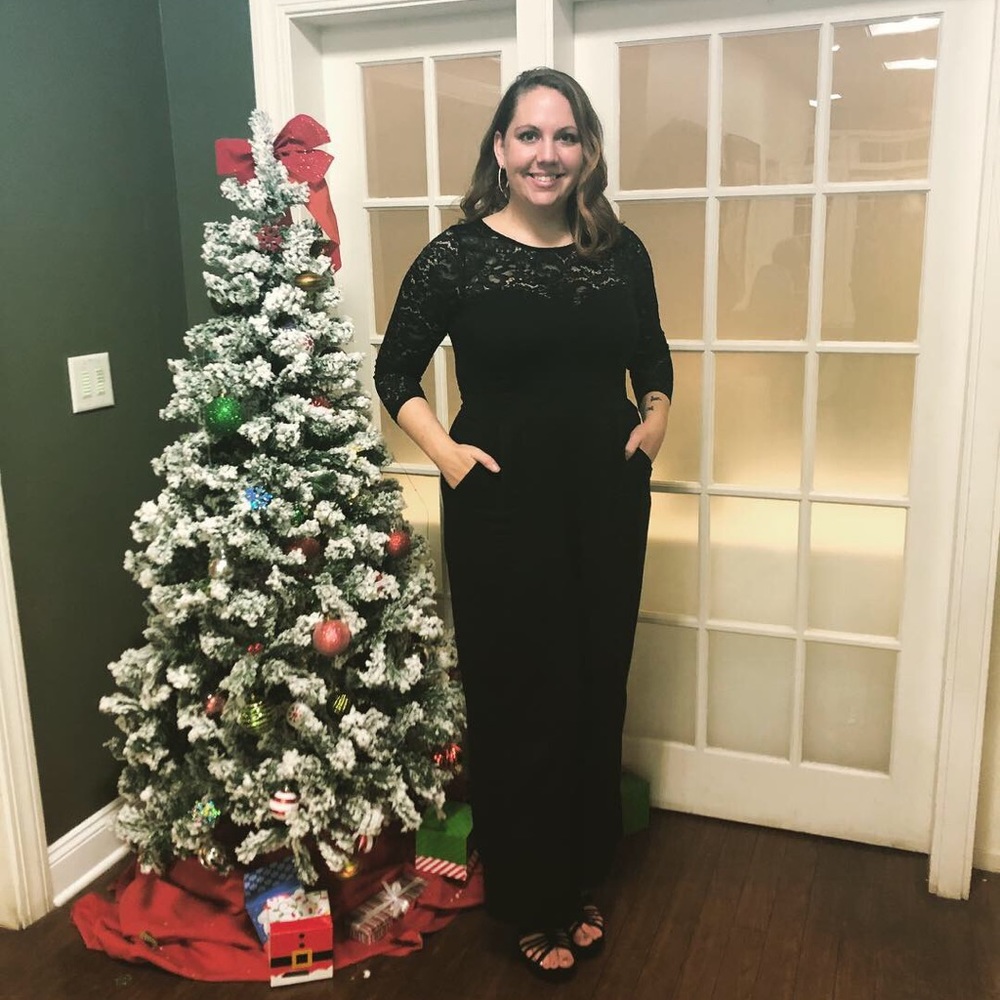 Lace long-sleeve jumpsuit